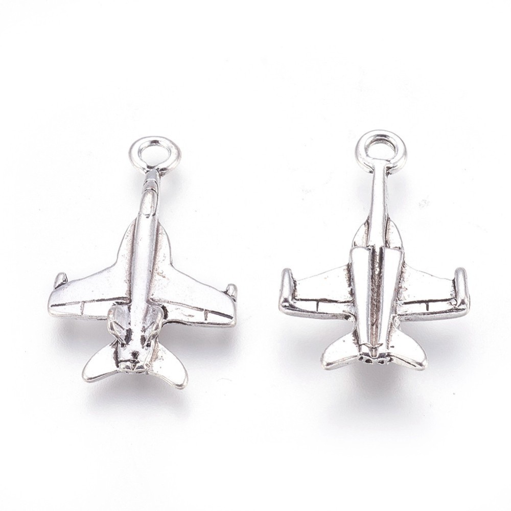 PandaHall Tibetan Style Pendants, Lead Free & Cadmium Free & Nickel Free, Airplane, Antique Silver, 29x18x5mm, Hole: 2.5mm Alloy Vehicle