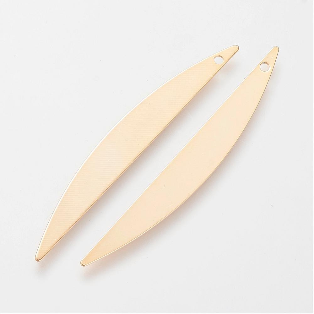 PandaHall Brass Pendants, Real Gold Plated, 50x6x0.5mm, Hole: 1mm Brass Others