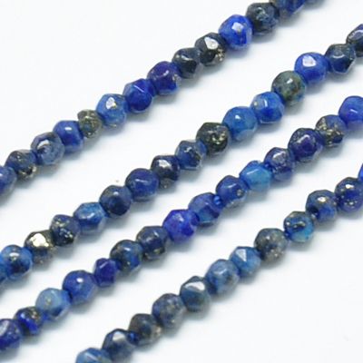 PandaHall Natural Lapis Lazuli Beads Strands, Faceted, Round, MidnightBlue, 2mm, Hole: 0.5mm Lapis Lazuli Round Blue