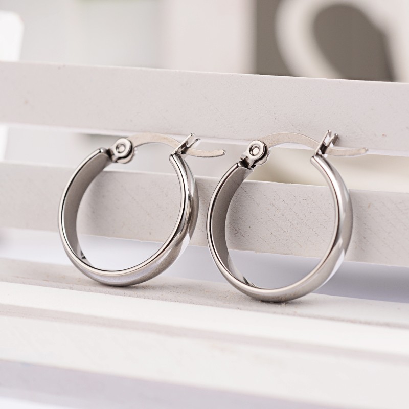 PandaHall Atractive Design Ring 304 Stainless Steel Hoop Earrings, Stainless Steel Color, 20.5x19mm; Pin: 1.3mm Stainless Steel