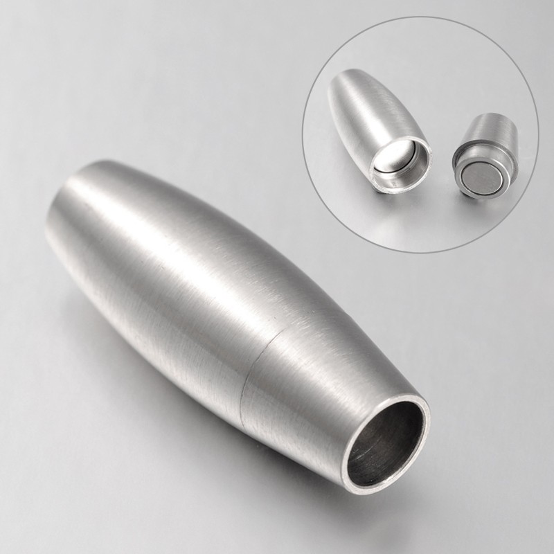 PandaHall Rice 304 Stainless Steel Stardust Magnetic Clasps, Stainless Steel Color, 30x10mm, Hole: 5mm Stainless Steel Rice