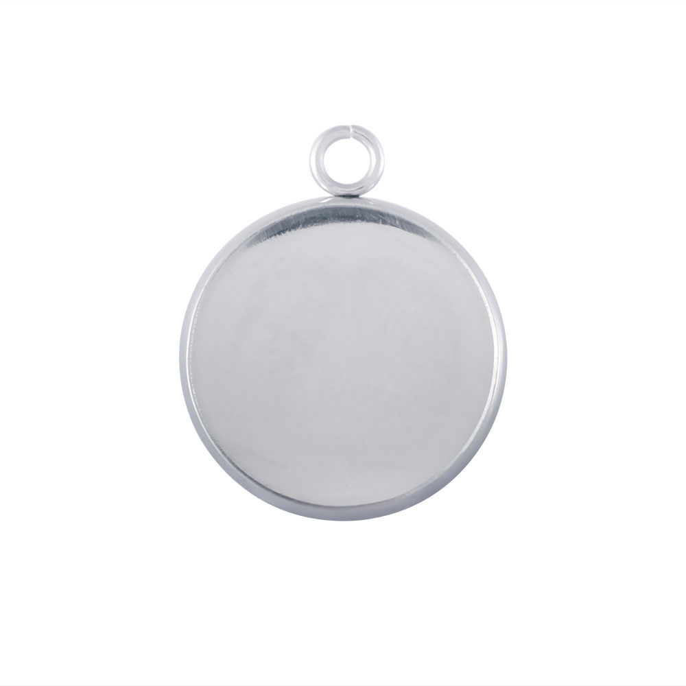 PandaHall 304 Stainless Steel Pendant Cabochon Settings, Flat Round, Stainless Steel Color, Tray: 25mm; 32x27x2mm, Hole: 3mm Stainless Steel...