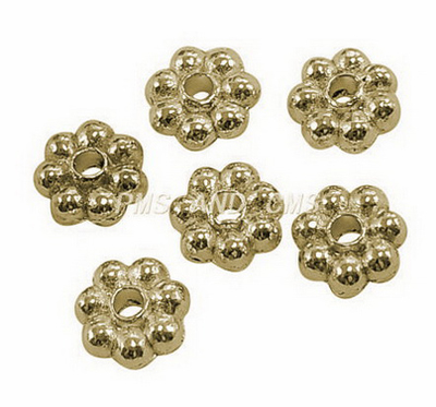 PandaHall Tibetan Silver Spacers Beads, Flower, Lead Free & Cadmium Free, Golden, 4.5x1.5mm, Hole: 1mm Alloy Flower
