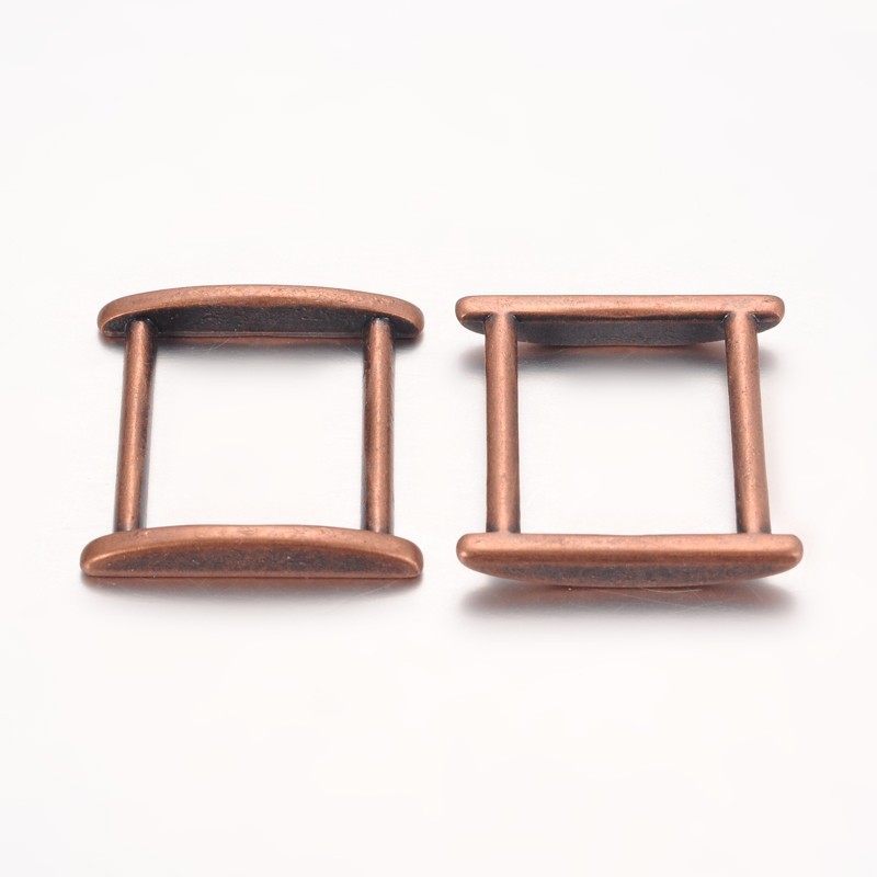 PandaHall Tibetan Style Linking Rings, Lead Free, Cadmium Free and Nickel Free, Rectangle, Red Copper Color, 26.5mm long, 25mm wide, 4mm...