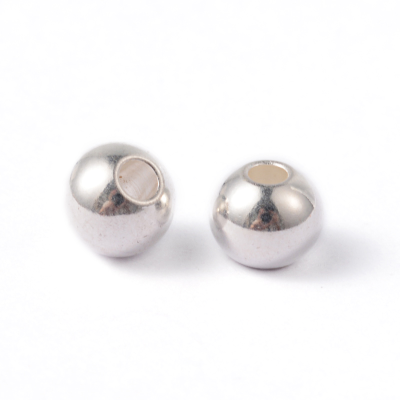 PandaHall Round 304 Stainless Steel Beads, Silver, 6x5mm, Hole: 2mm Stainless Steel Round