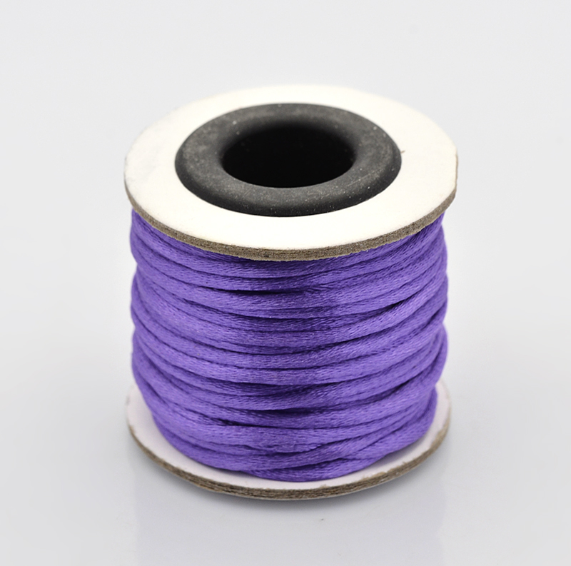 PandaHall Macrame Rattail Chinese Knot Making Cords Round Nylon Braided String Threads, Mauve, 2mm; about 10m/roll Nylon Purple