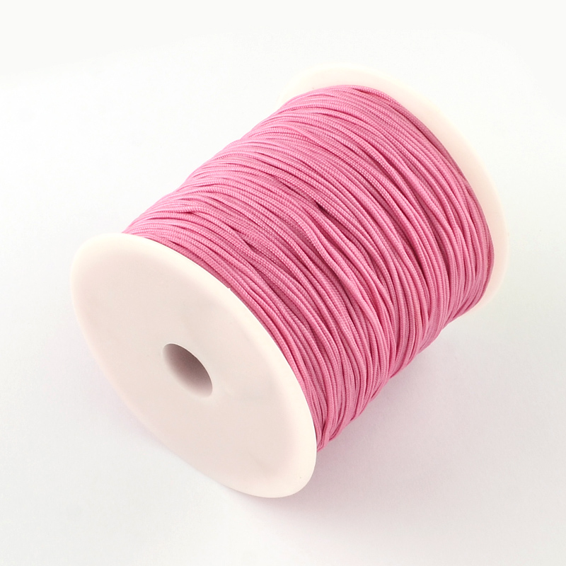 PandaHall Nylon Thread with One Nylon Thread inside, Stronger than NWIR-R006- Series, Flamingo, 1mm;  about 140m/roll Nylon Pink