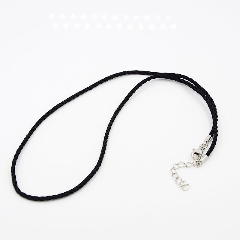 PandaHall Nylon Cords, for Necklace Making, with Alloy Lobster Clasps, Platinum, Black, 18.7" Nylon Black