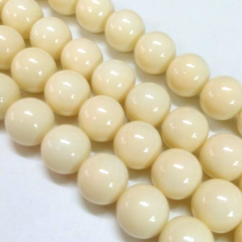 PandaHall Environmental Dyed Round Baking Paint Glass Beads Strands, Cotton Cord Threaded, Bisque, 8mm, Hole: 0.7~1.1mm; about 52pcs/strand...