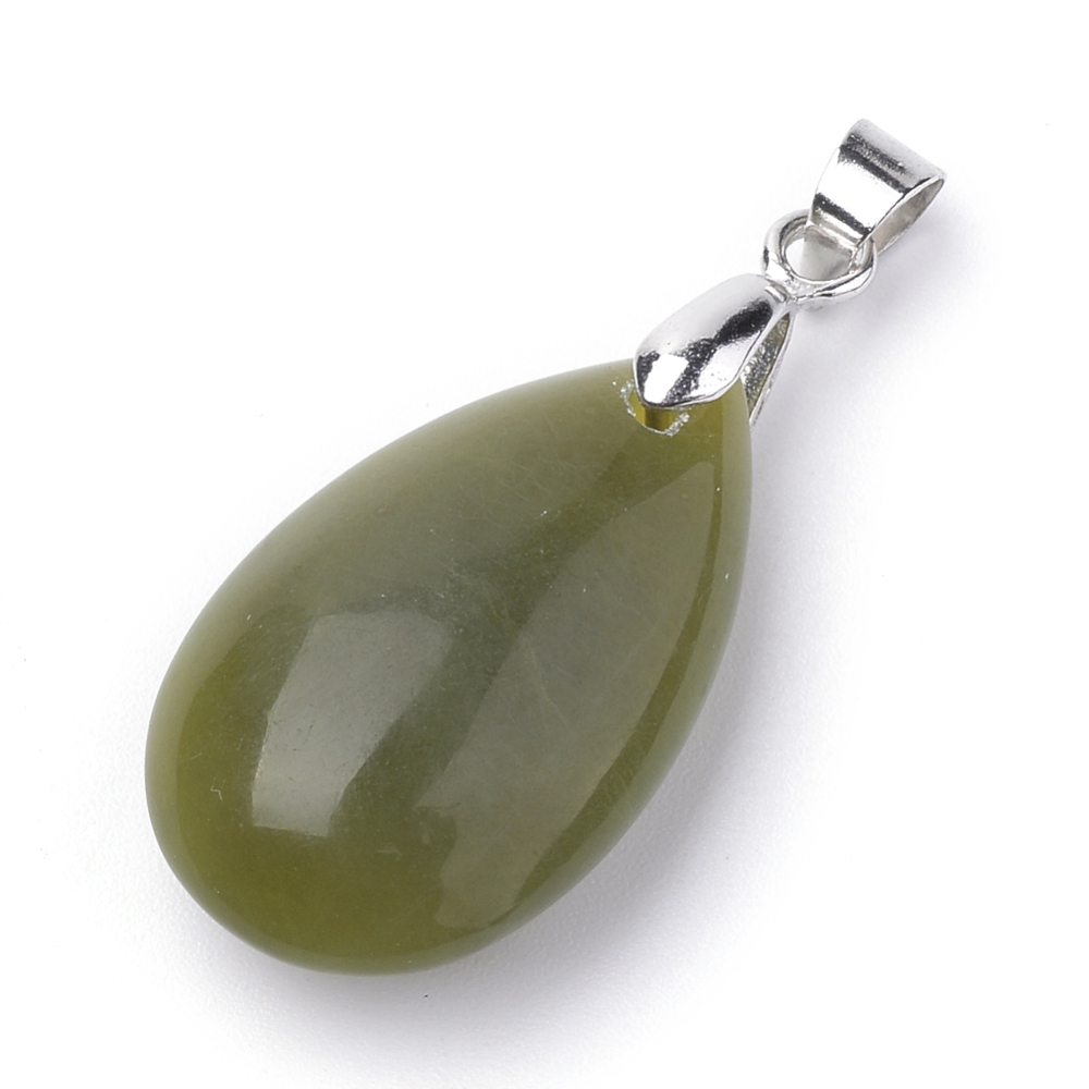 PandaHall Natural Xinyi Jade Pendants, with Alloy Findings, Drop, Platinum, 23~24x14x8mm, Hole: 4x5mm Other Jade Drop