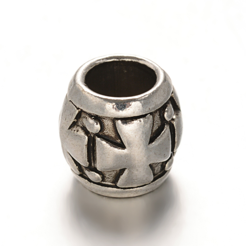 PandaHall Rondelle Tibetan Style Alloy Large Hole Beads, Cadmium Free & Lead Free, Antique Silver, 9.5x10mm, Hole: 6mm Alloy Rondelle