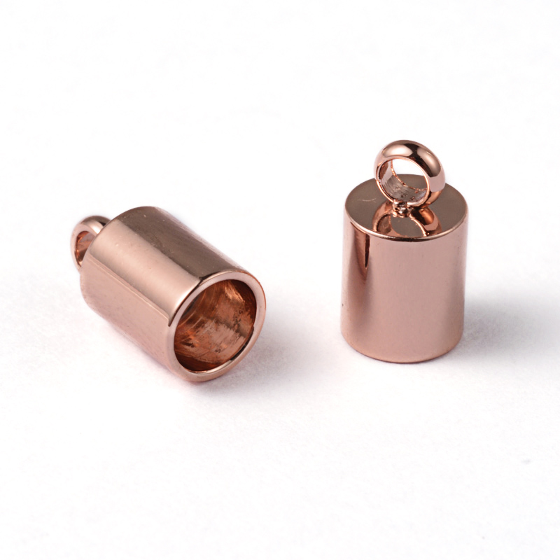 PandaHall 304 Stainless Steel Cord End, Rose Gold, 9x5mm, Hole: 2mm Stainless Steel