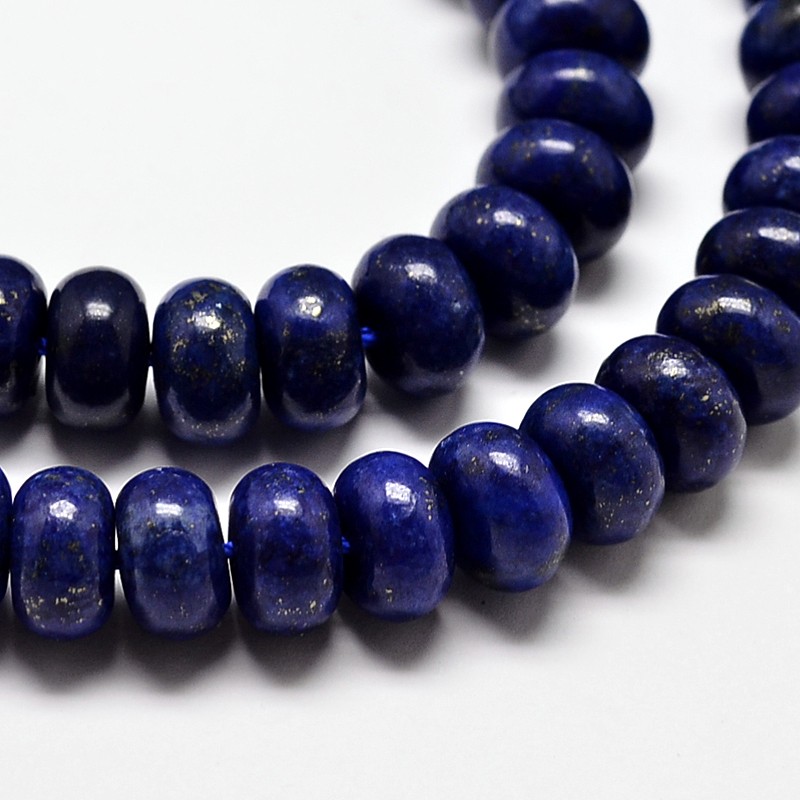 PandaHall Natural Lapis Lazuli Bead Strands, Rondelle, Dyed, 6x4mm, Hole: 1mm; about 95pcs/strand, 15" Lapis Lazuli Rondelle