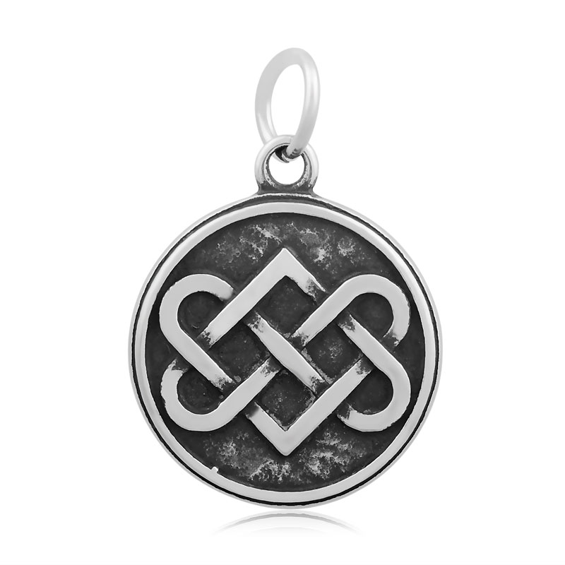 PandaHall Flat Round with Heart & Rhombus Knot 316 Stainless Steel Pendants, Antique Silver, 23x19.5x2.5mm, Hole: 5mm Stainless Steel Flat...