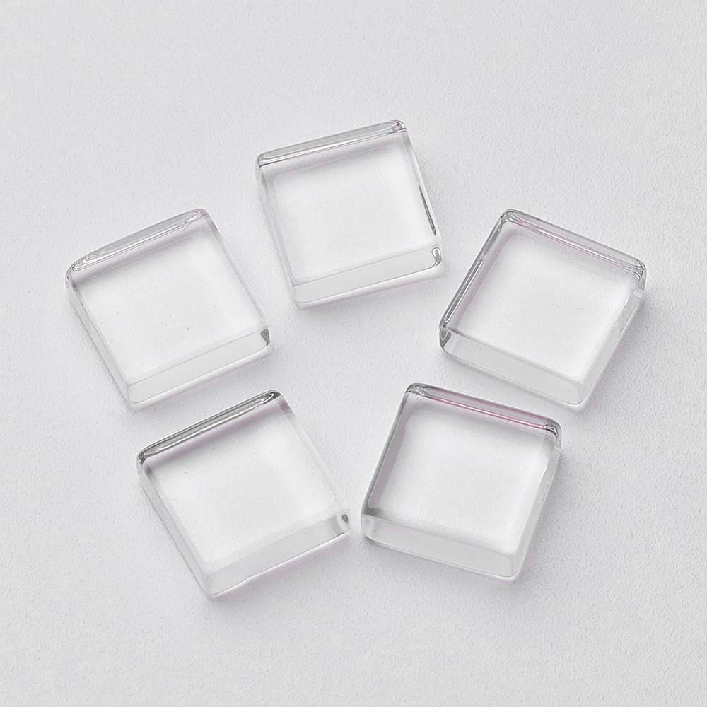 PandaHall 10MM Square Flat Back Transparent Clear Glass Cabochons, Tile Seals for Photo Jewelry, 10x10mm, 4mm(Range: 3.5~4.5mm) thick Glass...