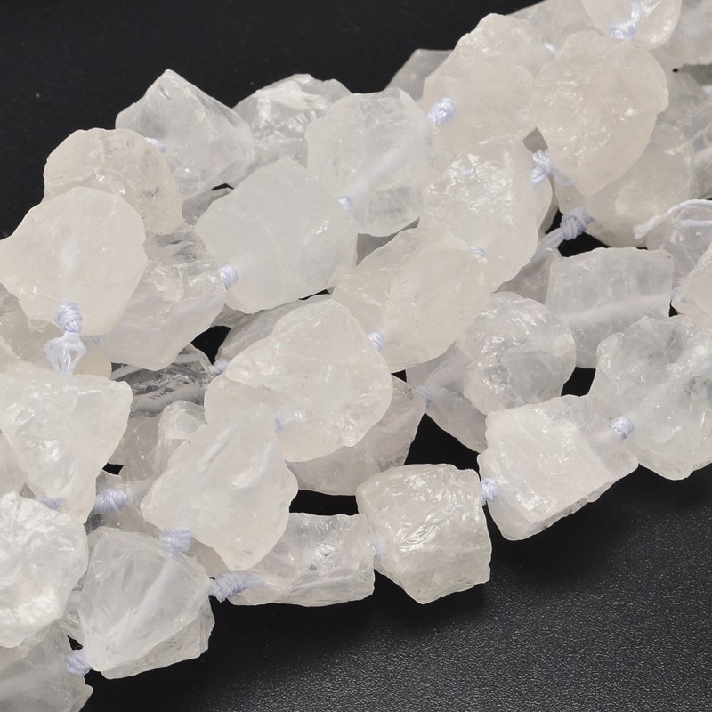 PandaHall Nuggets Natural Quartz Crystal Bead Strands, 16~28x9~20x10~25mm, Hole: 1mm; about 16~17pcs/strand, 15.5" Quartz Crystal Nuggets