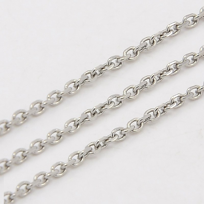 PandaHall 304 Stainless Steel Cable Chains, Faceted, Stainless Steel Color, 4.5x3.5x1mm Stainless Steel