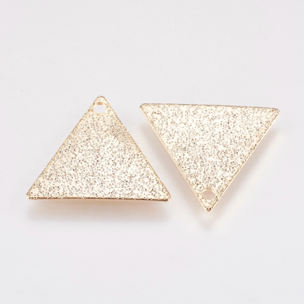 PandaHall Brass Pendants, Stardust, Triangle, Real Gold Plated, 13x15x0.5mm, Hole: 1mm Brass Triangle