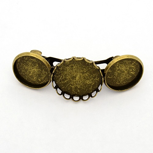 PandaHall Vintage Brass Hair Barrette Cabochon Settings, French Hair Clip Findings, Cadmium Free & Nickel Free & Lead Free, Antique Bronze...