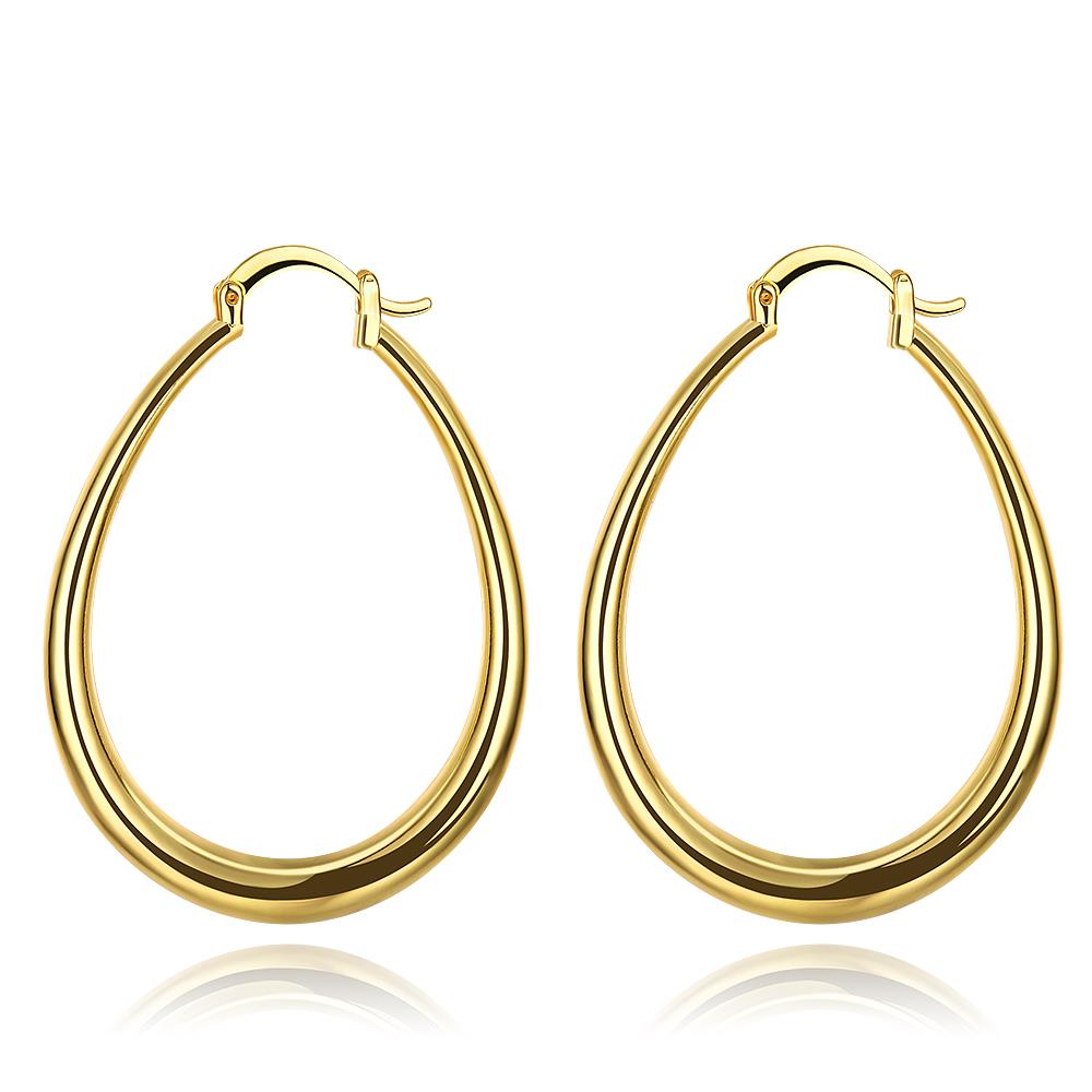 PandaHall Hot Trends Drop Brass Hoop Earrings, Golden, 44x34mm Brass