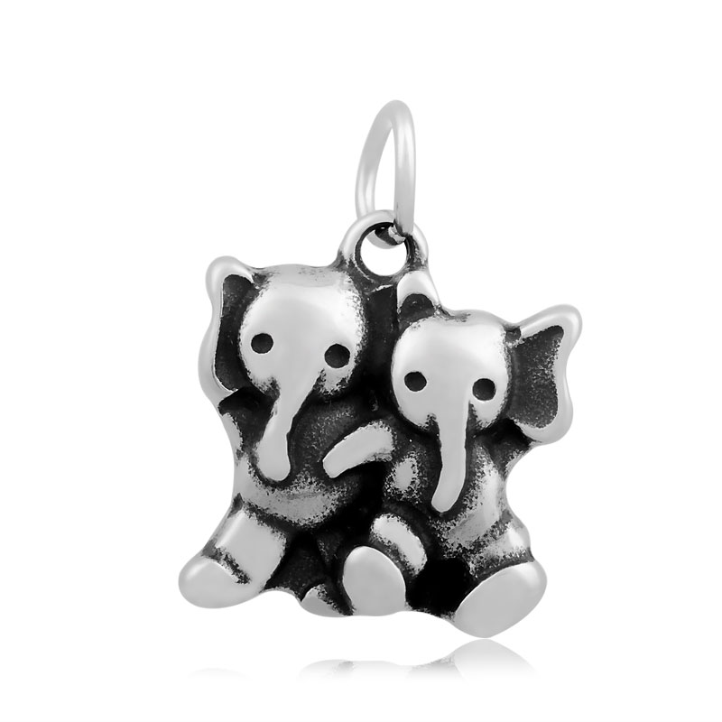 PandaHall Elephant 316 Stainless Steel Pendants, Antique Silver, 19.5x18x4.5mm, Hole: 5mm Stainless Steel Elephant