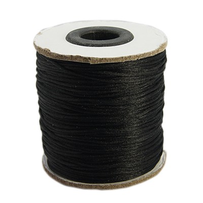 PandaHall Nylon Thread, Nylon Jewelry Cord for Braided Jewelry Making, Round, Black, 1mm, about 100yards/roll Nylon Black