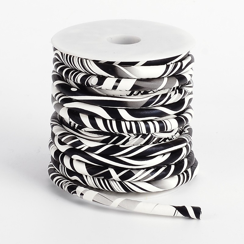 PandaHall Round PU Leather Cords, White, 6mm, 10yards/roll Imitation Leather Round White