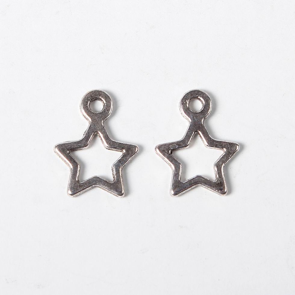 PandaHall Tibetan Style Pendants, Lead Free and Cadmium Free, Star, Antique Silver, about 14.5mm long, 12mm wide, 1mm thick, hole: 2mm Alloy...