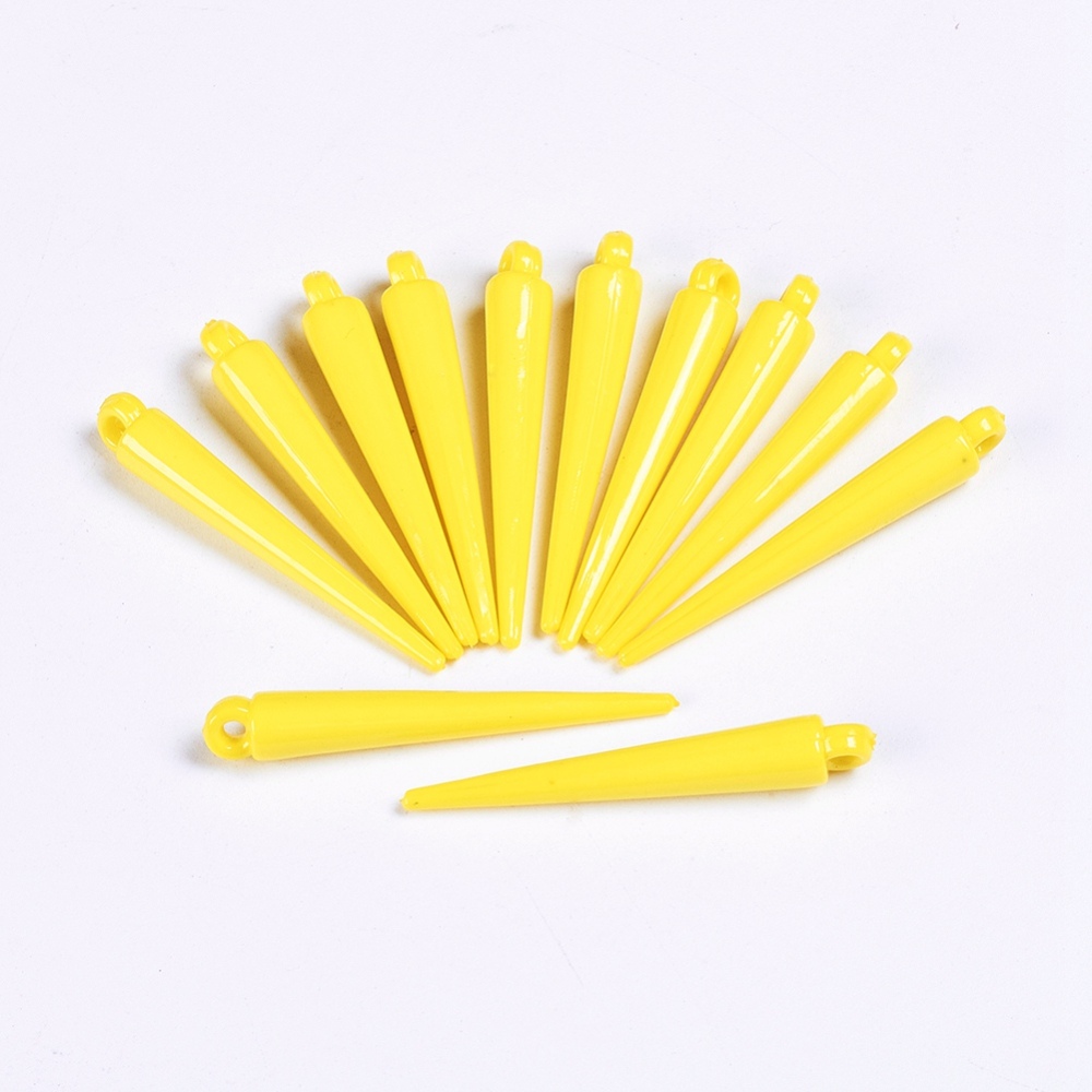 PandaHall Yellow Acrylic Spike Pendants, DIY Material for Basketball Wives Spike Earrings, Size: about 33mm long, 5mm wide, 5mm thick, hole...