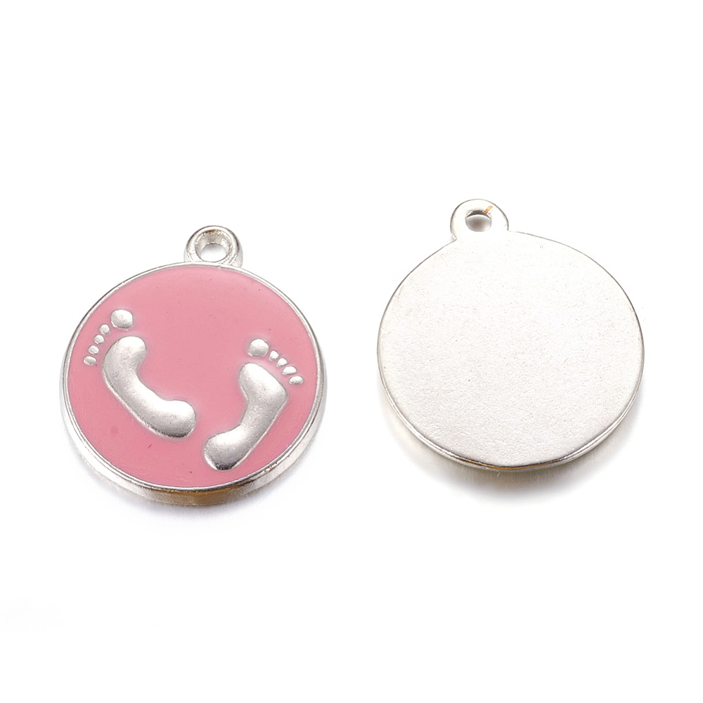 PandaHall Alloy Enamel Pandents, Lead Free and Cadmium Free, with Footprint, Platinum, Mixed Color, about 23mm long, 20mm wide, 2mm thick...