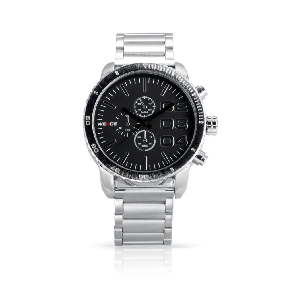 PandaHall Men's Full Steel Sport Watches, High Quality Stainless Steel Quartz Watches, Black, Stainless Steel Color, 81mm; Watch Head...