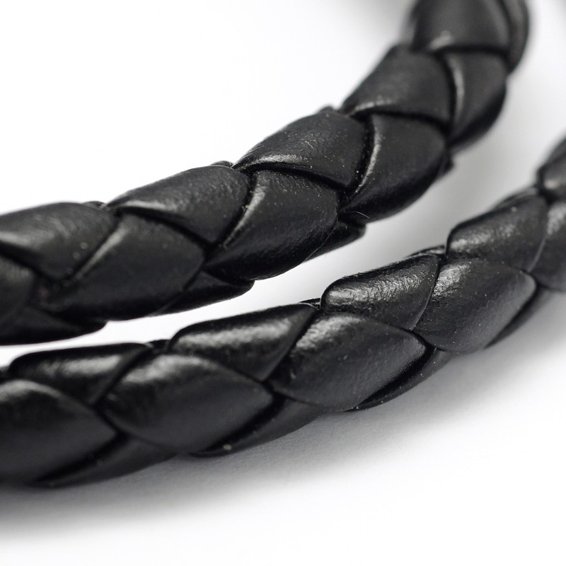 PandaHall Braided Imitation Leather Cord, Black, 5~6mm; about 10yards/roll Imitation Leather Black