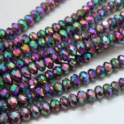 PandaHall Electroplate Glass Beads Strands, Faceted, Rondelle, Multi-color Plated, 10x8mm, Hole: 1mm; about 72pcs/strand, 22.4" Glass...