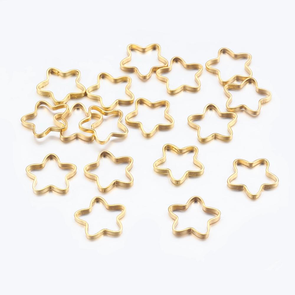 PandaHall Brass Links, Flower, Golden, about 9~10mm in diameter, 1mm thick Brass Flower