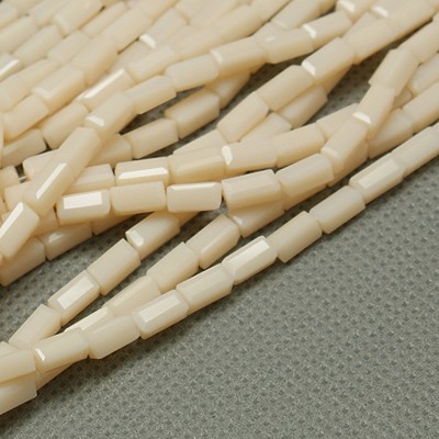 PandaHall Imitation Porcelain Glass Beads Strands, Faceted, Cuboid, AntiqueWhite, 7x3x3mm, Hole: 1mm; about 59pcs/strand, 15" Glass Cuboid...