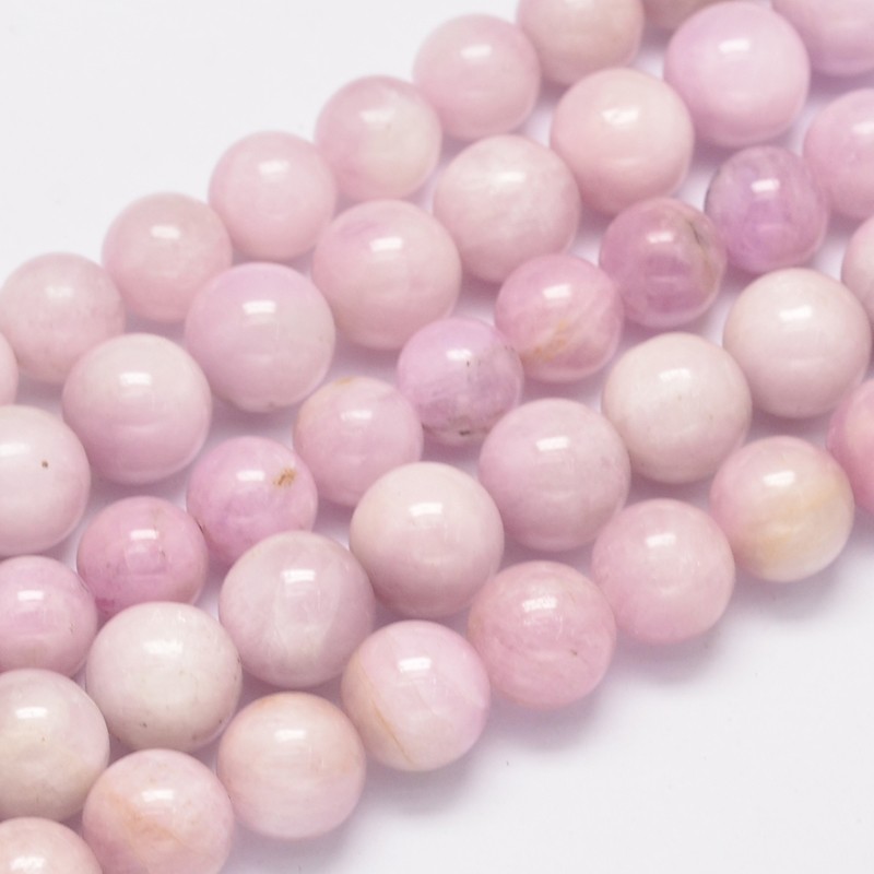 PandaHall Round Natural Kunzite Beads Strands, Grade AB+, 8mm, Hole: 1mm; about 49pcs/strand, 15.5" Kunzite Round