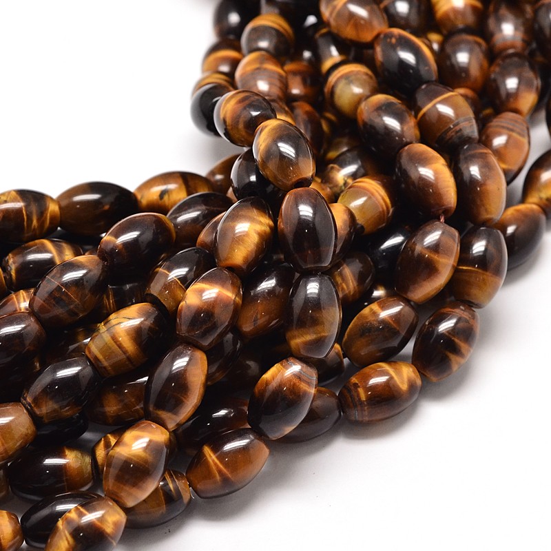 PandaHall Natural Tiger Eye Barrel Bead Strands, 12x8mm, Hole: 1mm; about 33pcs/strand, 16" Tiger Eye Barrel