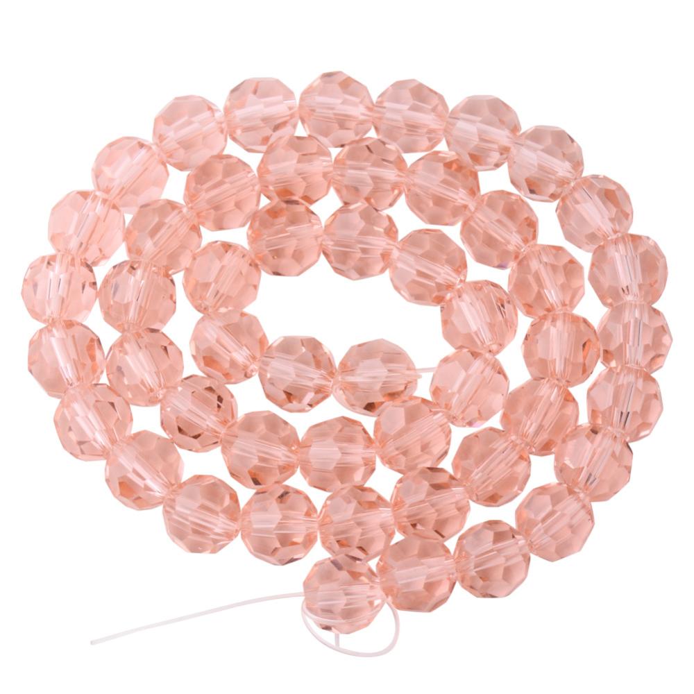 PandaHall Faceted Round Imitation Austrian Crystal Bead Strands, Grade AAA, Pink, 8mm, Hole: 1mm; about 50pcs/strand, 15.7" Glass Round Pink