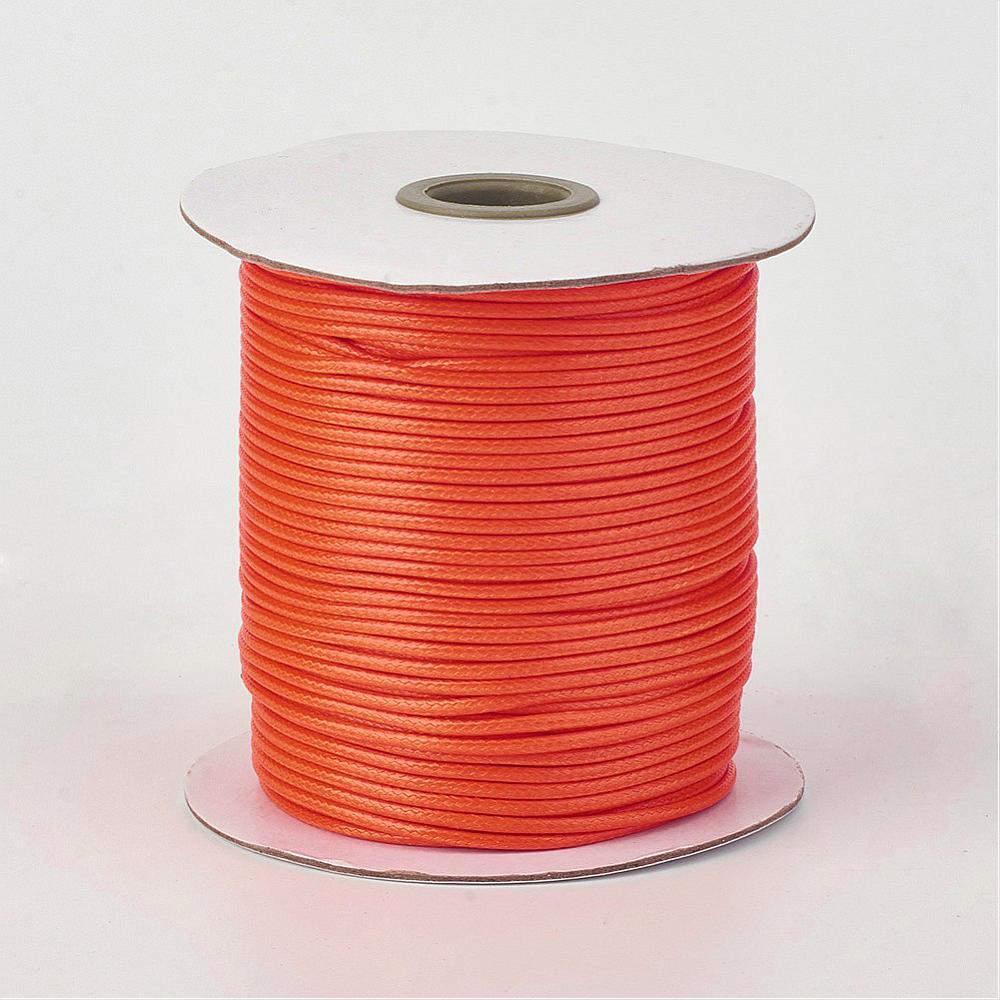 PandaHall Environmental Korean Waxed Polyester Cord, DarkOrange, 1mm; about 200yards/roll(182.88m/roll) Waxed Polyester Cord Orange