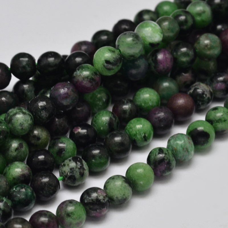 PandaHall Natural Round Ruby in Zoisite Bead Strands, 6mm, Hole: 1mm; about 64pcs/strand, 15.5" Ruby in Zoisite Round