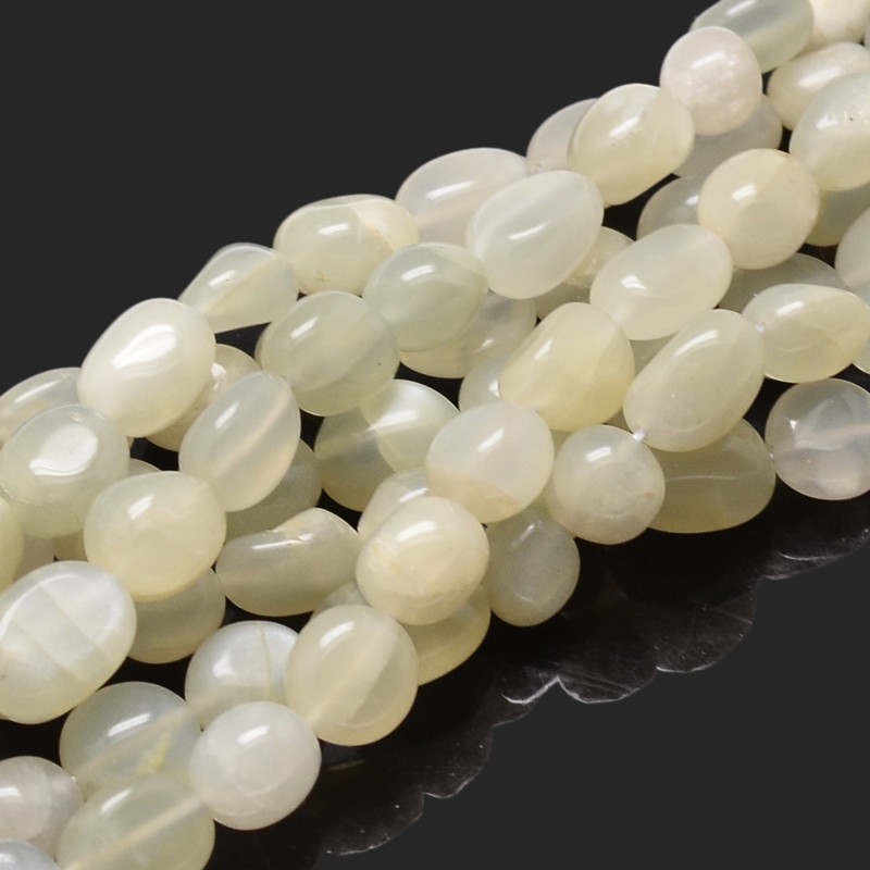 PandaHall Nuggets Natural Moonstone Beads Strands, 9~12x8~13x5~7mm, Hole: 1mm; about 15.3"~15.7" Moonstone Nuggets
