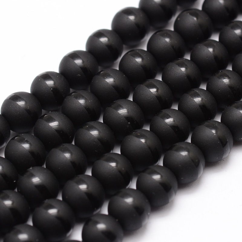 PandaHall Dyed Round Natural Agate Beads Strands, Frosted, 8mm, Hole: 1mm; about 47pcs/strand, 14.9" Natural Agate Round