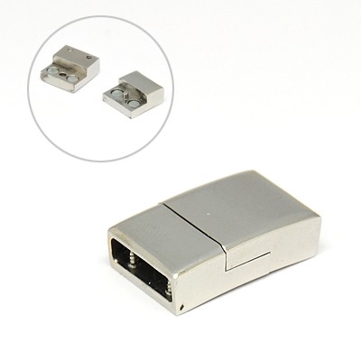 PandaHall 304 Stainless Steel Magnetic Clasps, Rectangle, 22x13.5x6mm, Hole: 4x12mm Stainless Steel Rectangle