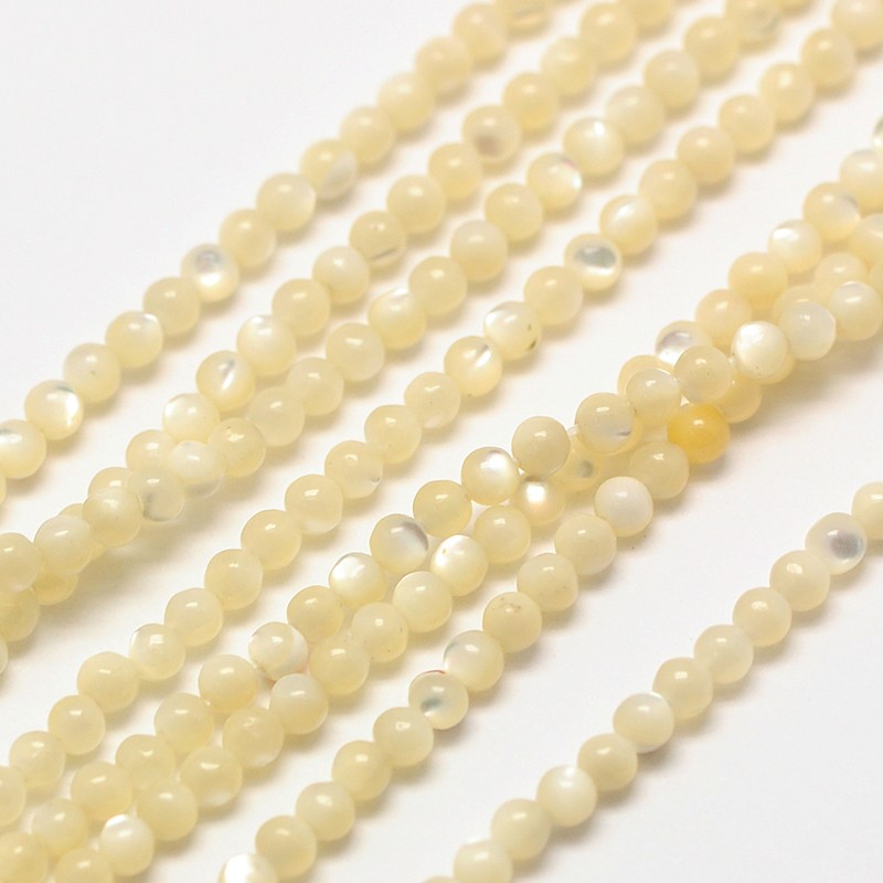 PandaHall Shell Round Beads Strands, Natural Color, Ivory, 2mm, Hole: 0.8mm; about 184pcs/strand, 16" Other Sea Shell Round Ivory