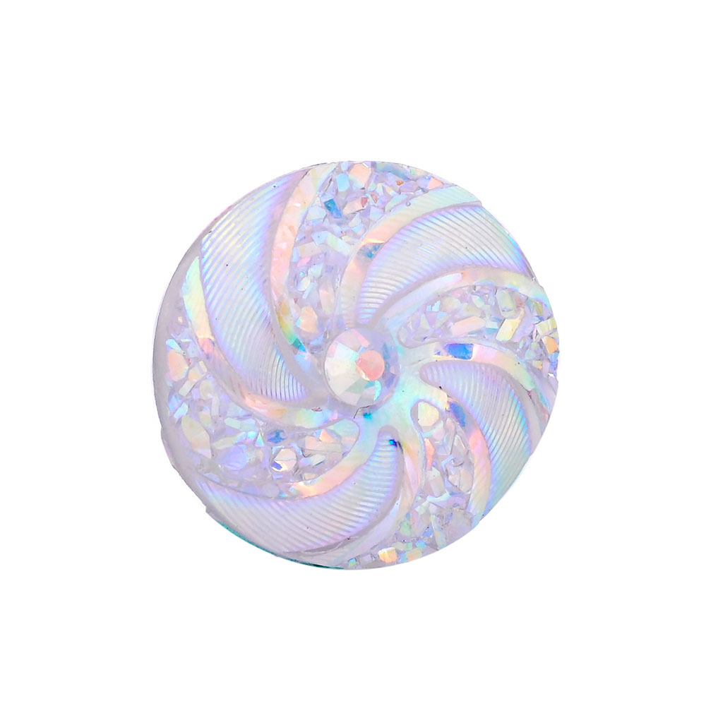 PandaHall Resin Cabochons, Flat Round with Vortex, Thistle, 16x3mm Resin Flat Round Purple