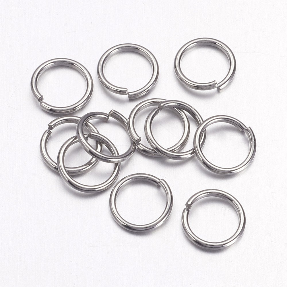 PandaHall 304 Stainless Steel Close but Unsoldered Jump Rings, Stainless Steel Color, 8x1mm; about 6mm inner diameter Stainless Steel Ring