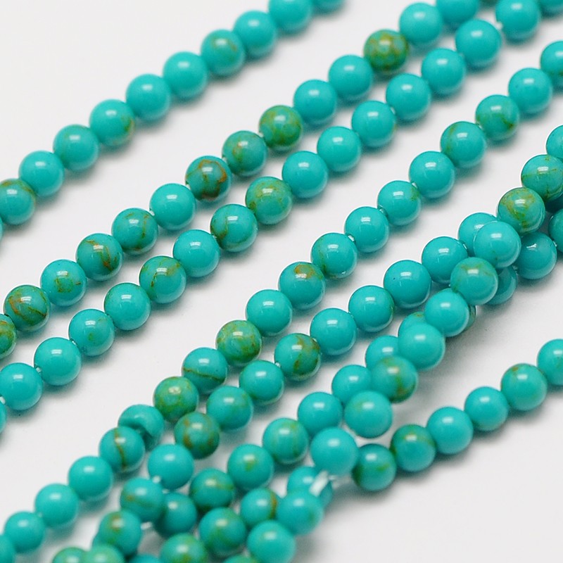 PandaHall Imported Natural Turquoise Bead Strands, Round, 3mm, Hole: 0.8mm; about 126pcs/strand, 16" Natural Turquoise Round