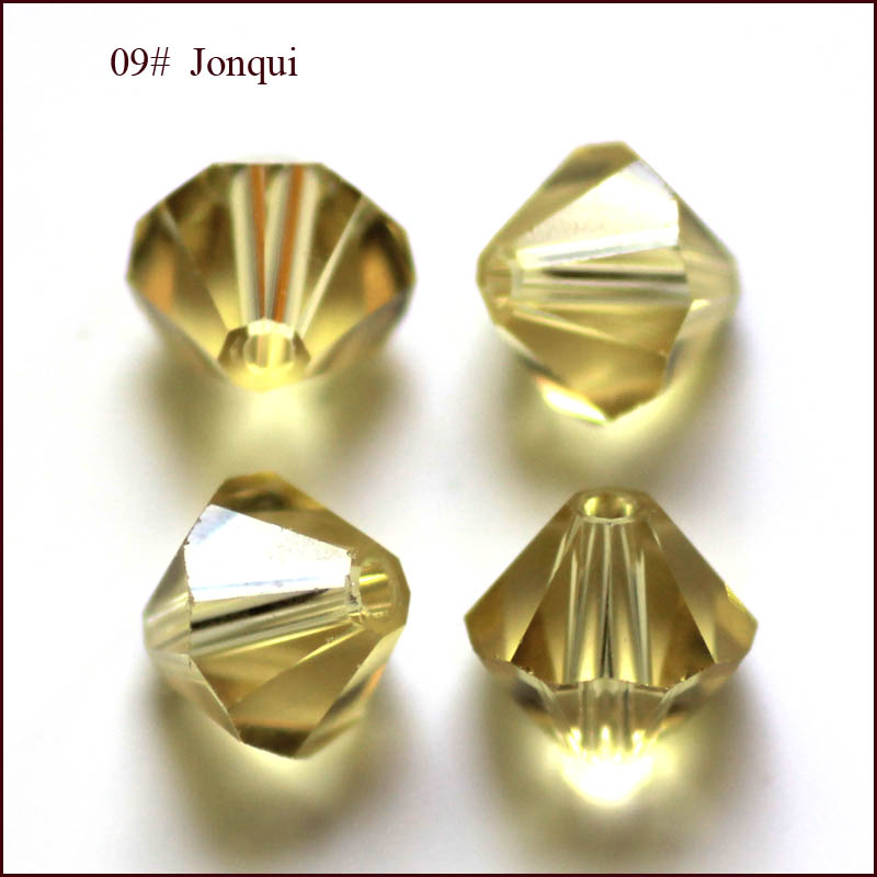 PandaHall Imitation Austrian Crystal Beads, Grade AAA, Faceted, Bicone, DarkKhaki, 4x4mm, Hole: 1mm Glass Bicone Yellow