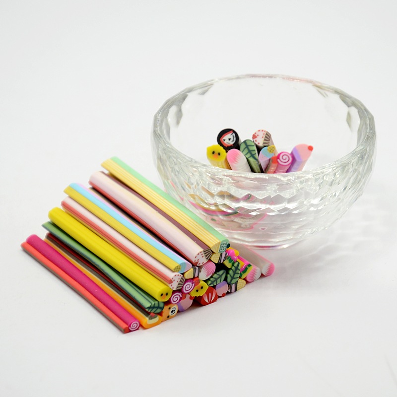 PandaHall Mixed Cute Nail Care Polymer Clay Nail Art Decorations, No Hole Tubes, Mixed Color, 50x3~6mm Polymer Clay Others Multicolor
