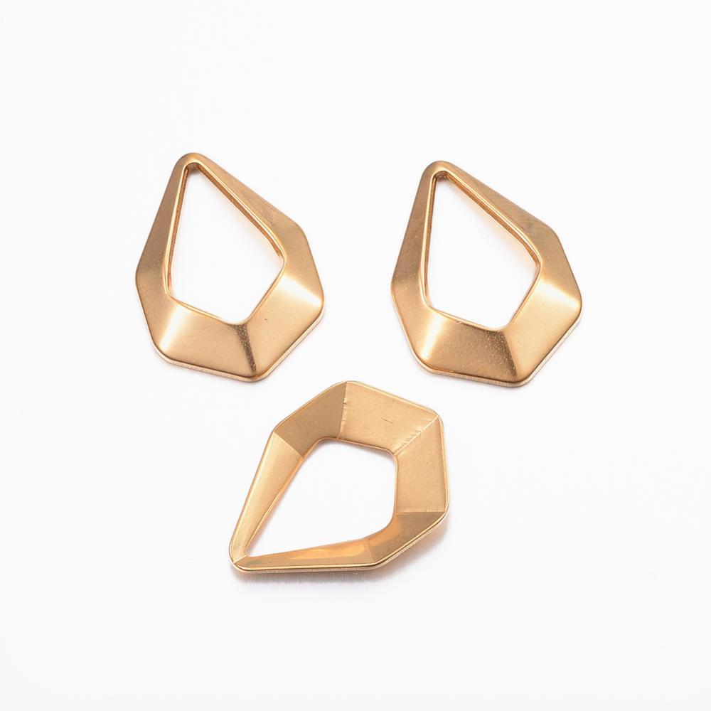 PandaHall 304 Stainless Steel Pendants, Drop, Golden, 21x15x1mm, Hole: 14x9mm Stainless Steel Drop